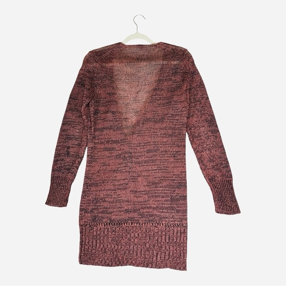Poetry Linen and Baby Alpaca Blend Long Cardigan in Warm Red Clay Earth Tone - Picture 4 of 9